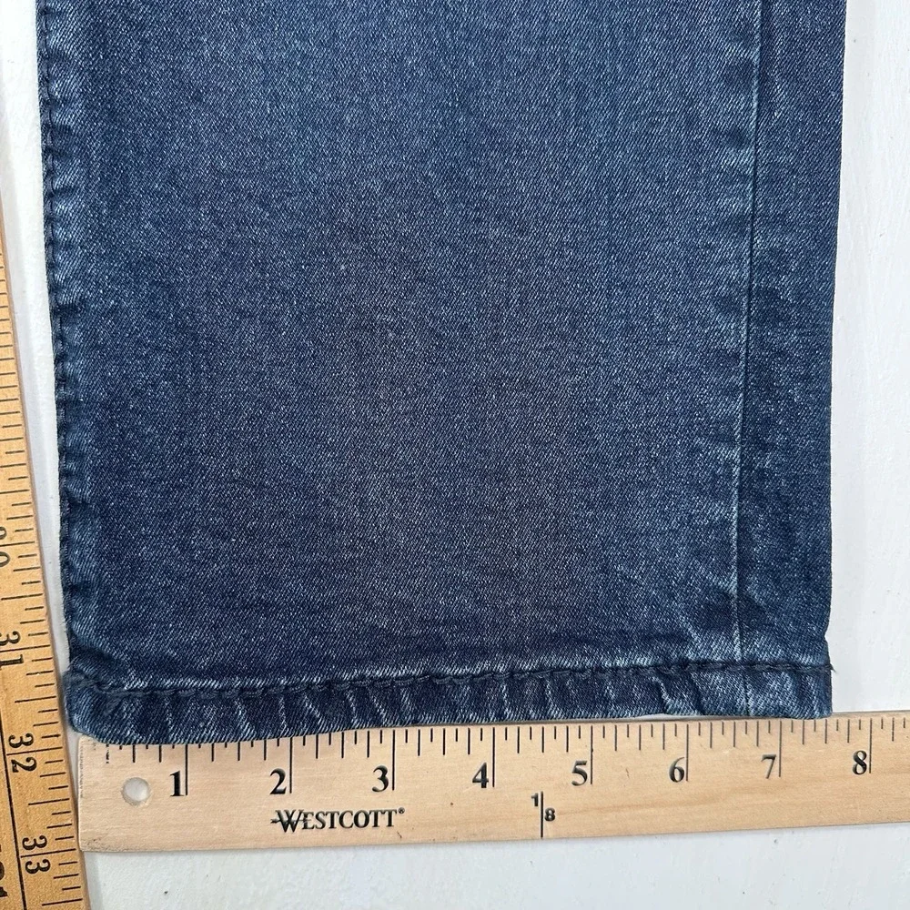 True Religion Geno Jeans Mens 36x32 Relaxed Slim Blue Flap Pockets Thick Stitch